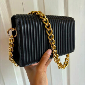 Beautiful Black Handbag with Gold Hardware